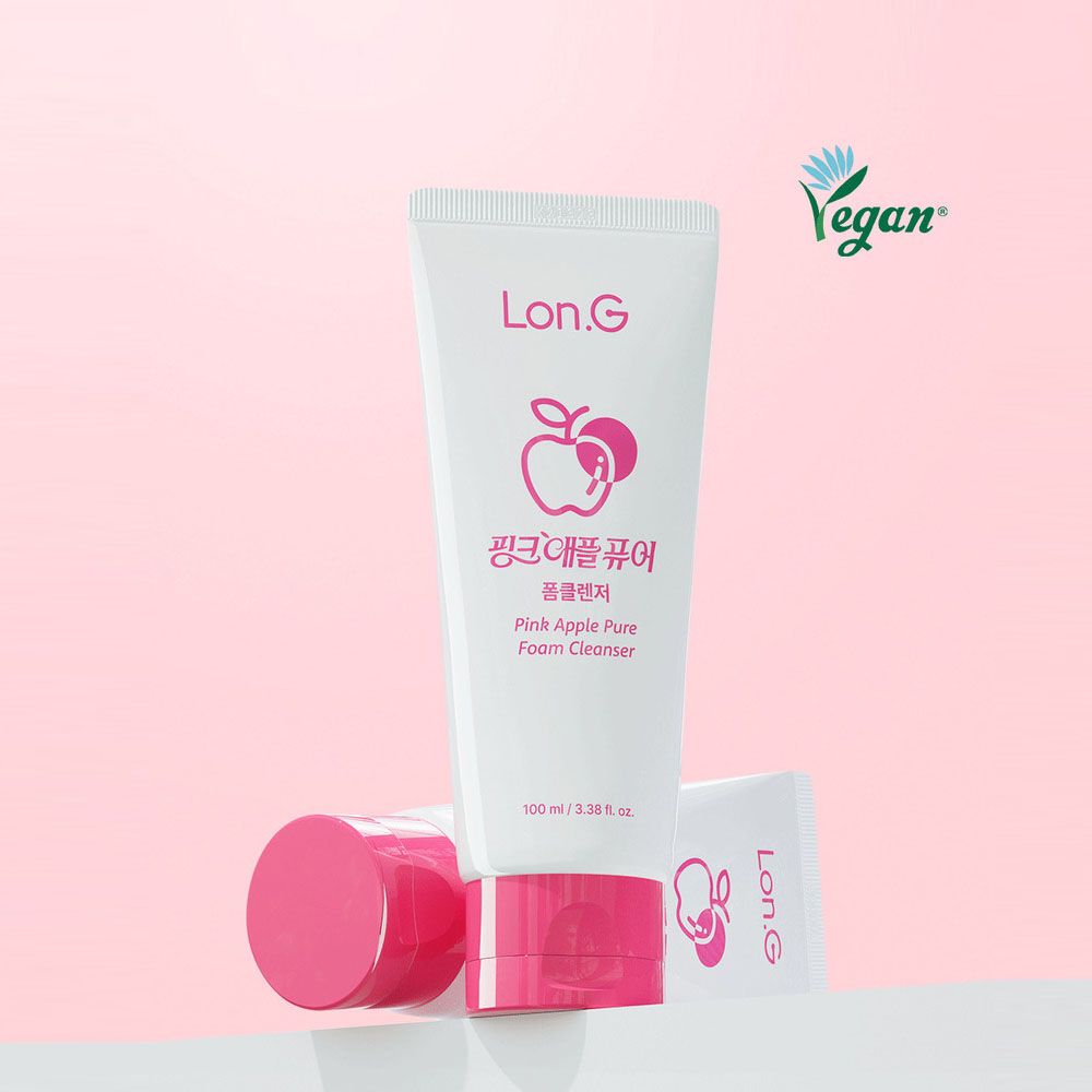 Lon.G Pink Apple Pure Foam Cleanser 100ml Pore Cleansing Hydrating Facial Wash _ Made in Korea
